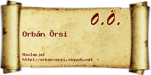 Orbán Örsi névjegykártya